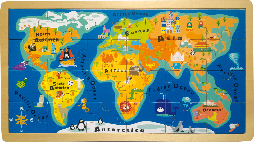 Puzzle Mappamondo legno